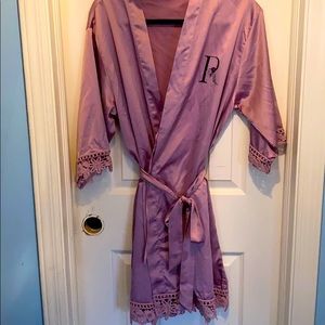 Silk Monogrammed “R” Robe